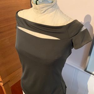 BAILEY 44 olive wide neck top with cut-out detail